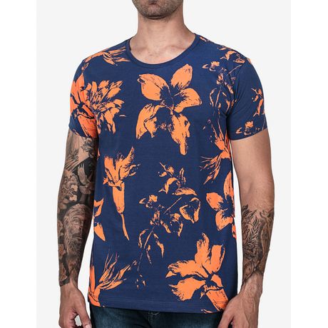 T-SHIRT FLORAL AZUL 102476-Azul-M